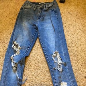 High rise Ripped Blue jeans size 3 YMI